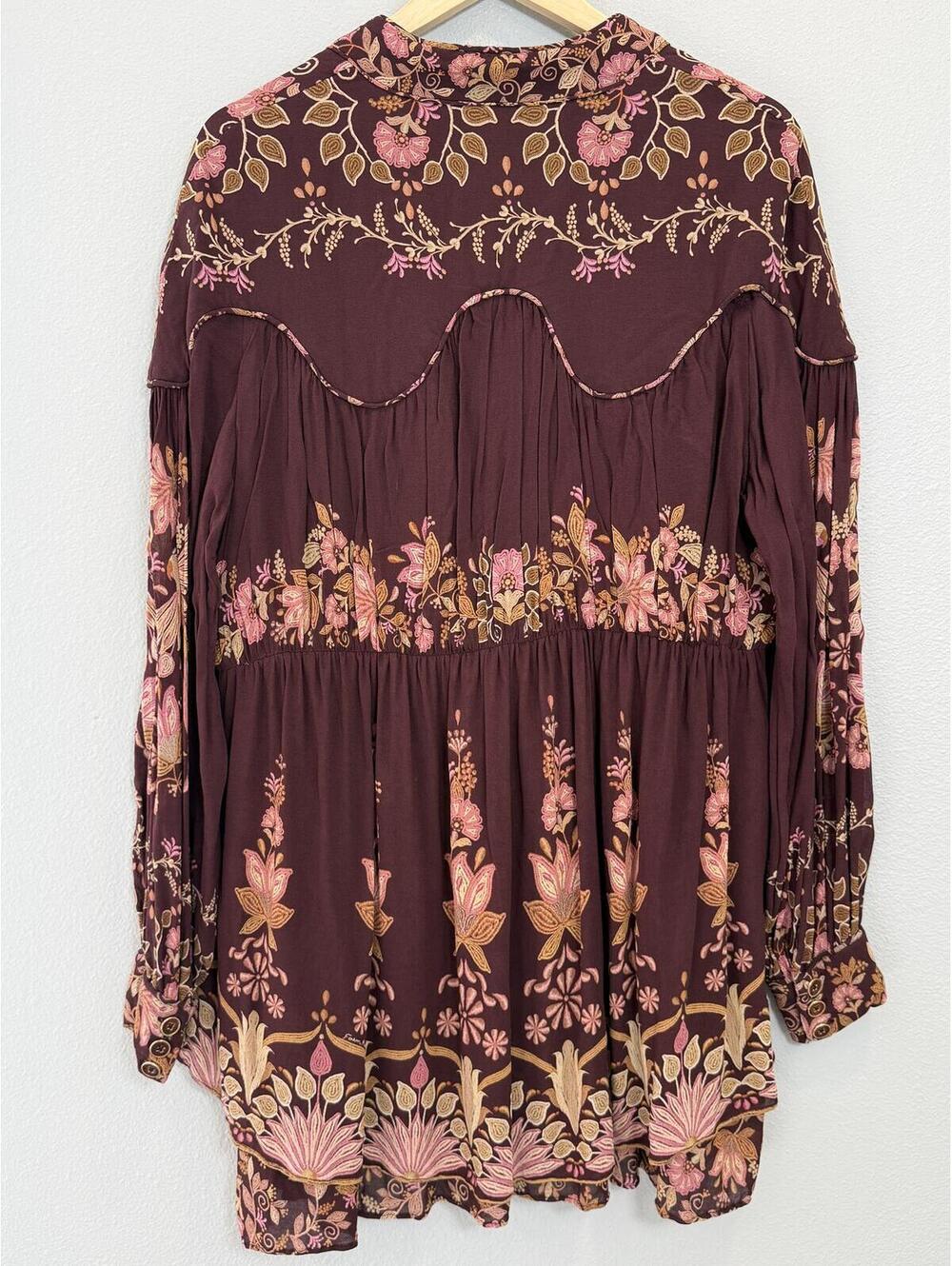 Farm Rio The Bella Brown and Pink Floral Mini Dress - Women's XL - Picture 7 of 9